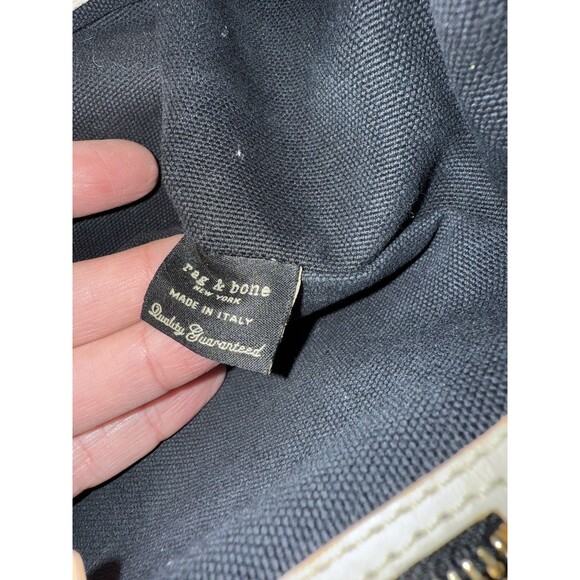 Rag & Bone Atlas Black Lamb Leather Satchel Tote Crossbody Bag Brass Hardware M - Picture 15 of 16